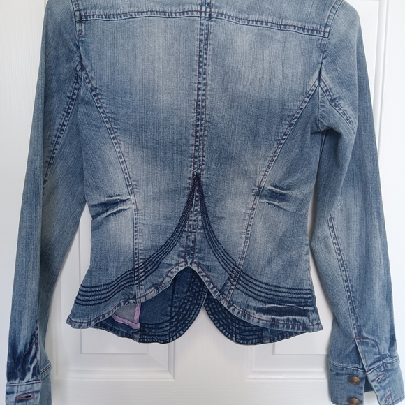 CLEARANCE SALE!! Christine Alexander Light Blue Fitted Jean Jacket - Picture 12 of 16